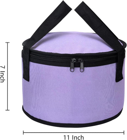 Insulated Cooler Pie Carrier Round Thermal Casserole Carrier,Polyester Fabric Cooler Lunch Bag for Hot or Cold Food transport,Large Size (Purple, Diameter 11 inches)