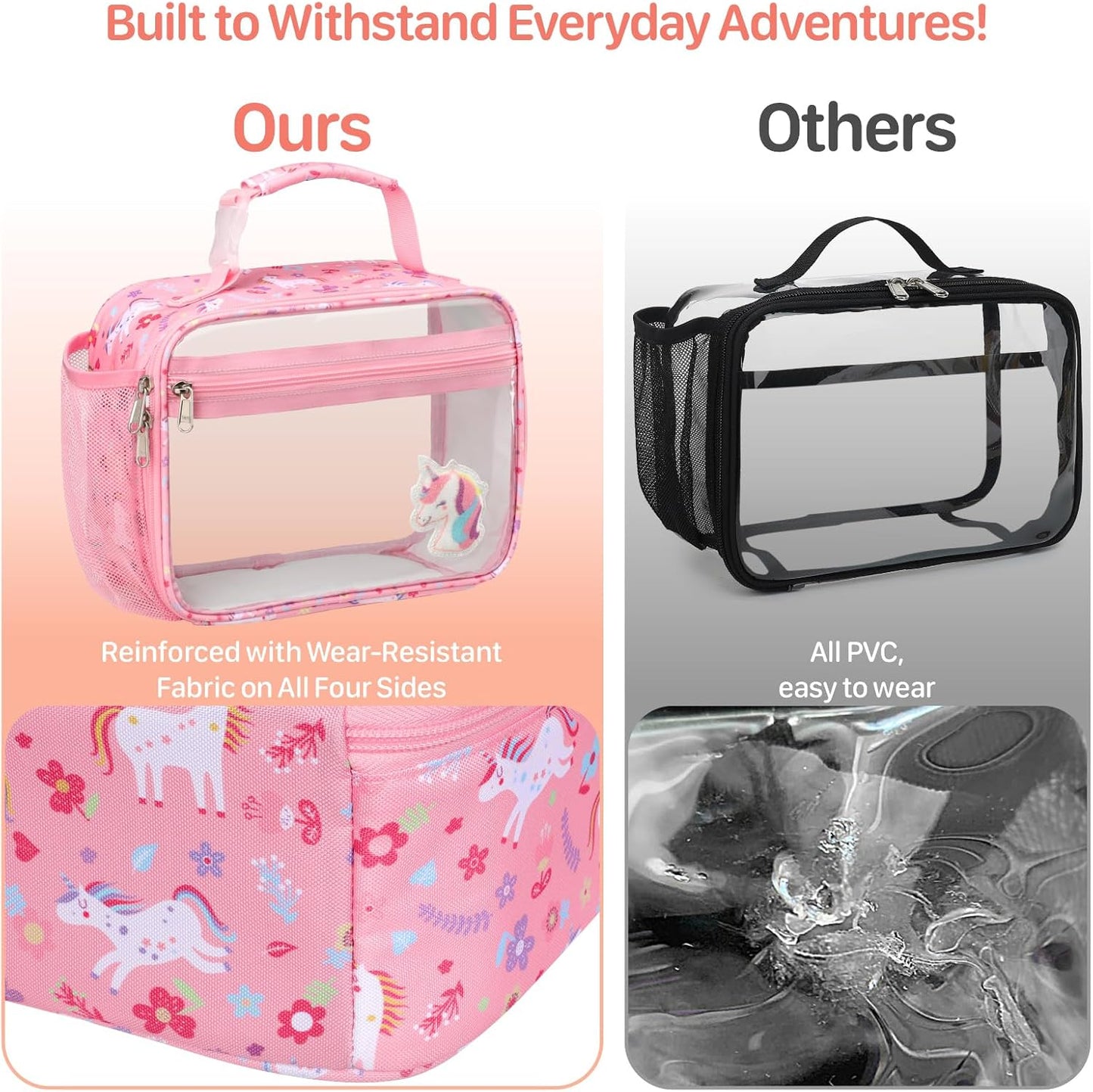 Kids Lunch Bag Boys - Insulated Kids Lunch Box Reusable Lunchbox with Water Bottle Holder Toddler Lunch Tote Bag for School Daycare, Black Dino Fossil