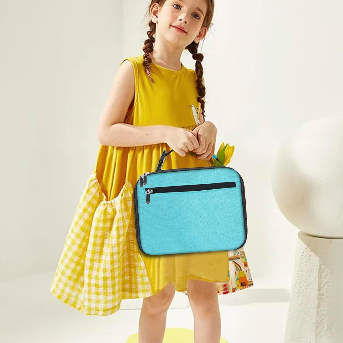 Kids Lunch Box for Boys Girls Lunch Bag Insulated Durable Lunchbox Children Lunch Tote Bag for School Black