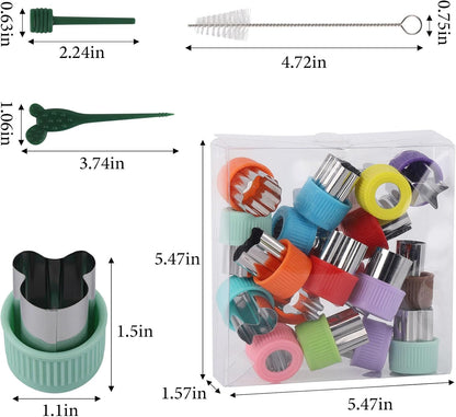 21Pcs Vegetable Cutter Shapes Set - 18Pcs Fruit Shape Cutters and 3Pcs Food Cutters Tools Accessories for Kids Lunch
