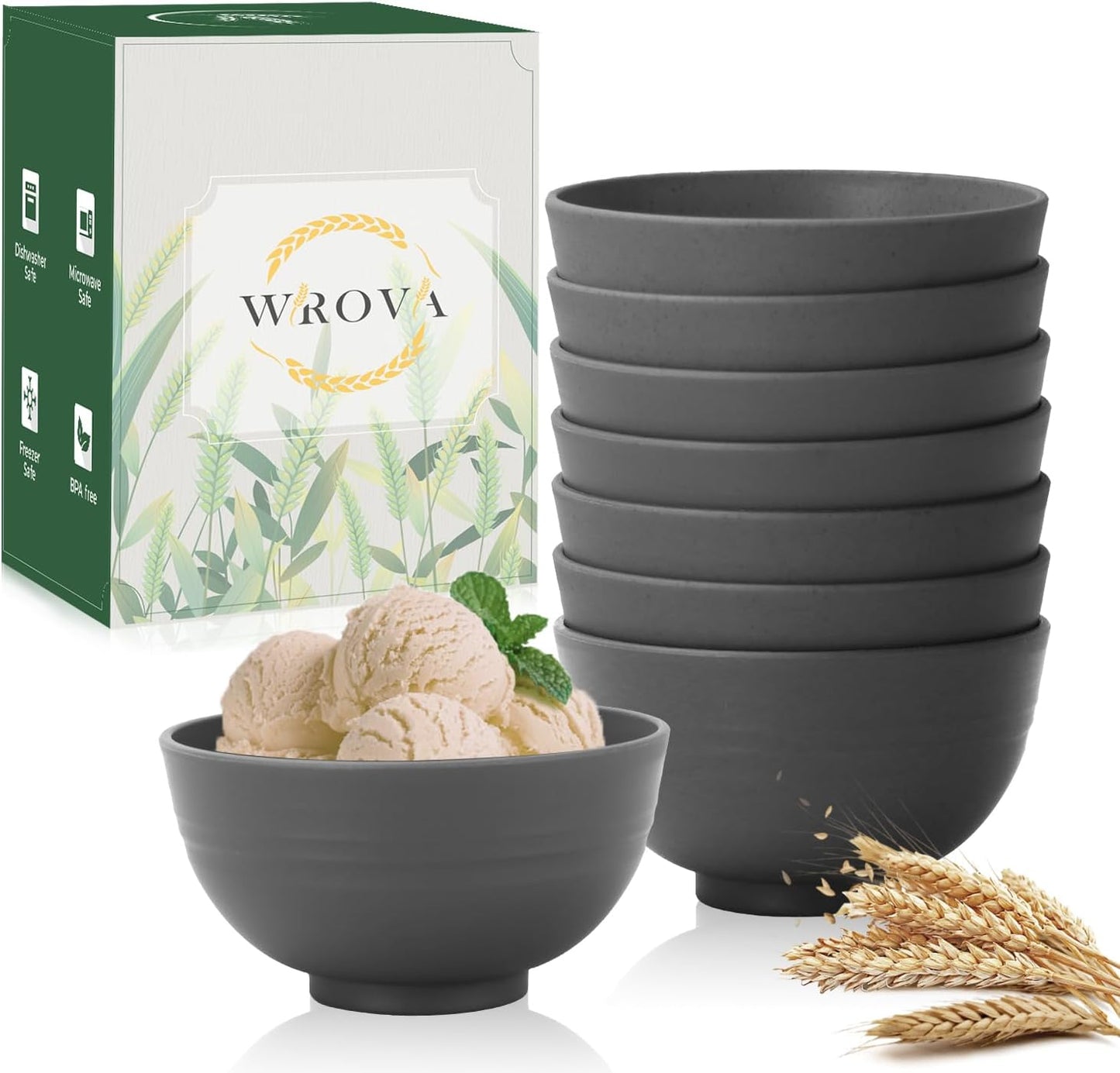 Wheat Straw Bowl Sets,8 PCS Unbreakable Cereal Bowl 26 OZ,Microwave and Dishwasher Safe Bowls,Bowl Sets for Camping and Picnic BPA Free Colorful Salad Bowls for Serving Soup,Oatmeal and Fruit Etc…