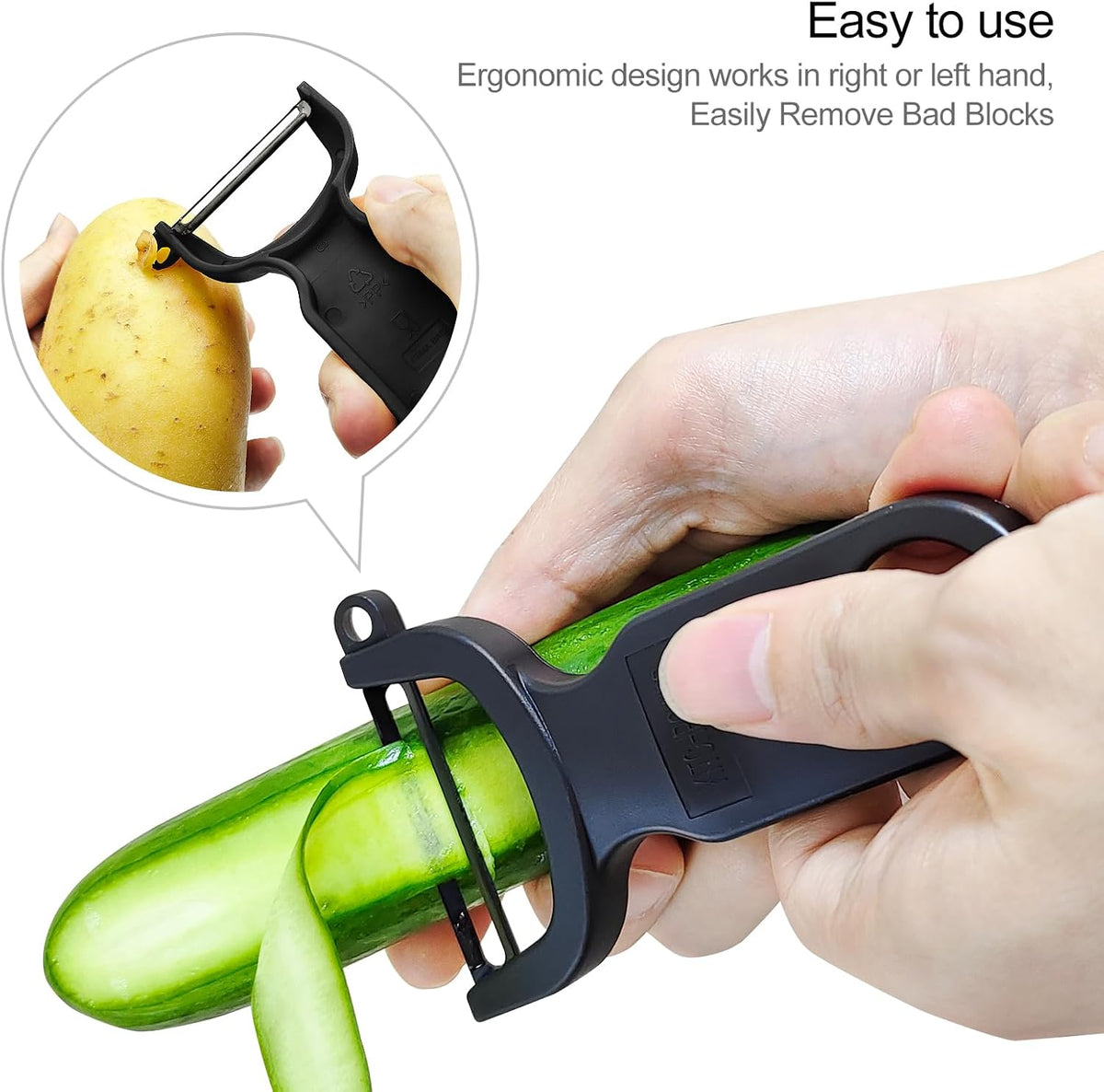 Original Vegetable Peeler Carbon Steel Blade 3-Pack Red/Green/Yellow