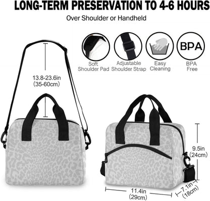 Colorful Leopard Insulated Lunch Bag Rainbow Animals Skin Print Reusable Cooler Lunch Tote Box with Shoulder Strap for Work Picnic School Beach