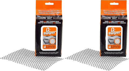 Proud Grill Q-Swiper Grill Cleaning Wipes - Bristle & Wire Free BBQ Cleaner, Heavy Duty Degreaser Wipes, Grease & Grime Remover for Outdoor Barbecue Grills - Gifts for Men, 40 Count, 1-Pack