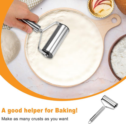 2Pcs Pizza Dough Roller & Dough Docker Kit Stainless Steel Rolling Pin