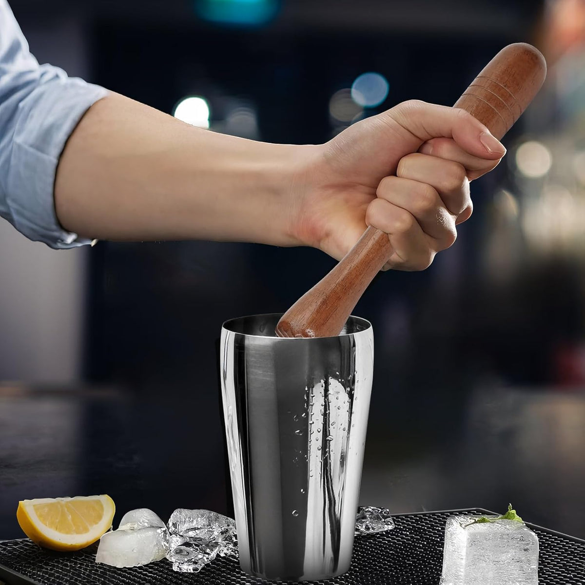 7.6" Brown Wooden Muddler for Cocktails – Durable Wood Ice Crusher – Stylish Wooden Mojito Muddler Bar Tool – Handy Cocktail Muddler- Perfect Masher Kitchen Tool for Garlic Avocado Herbs and Fruits