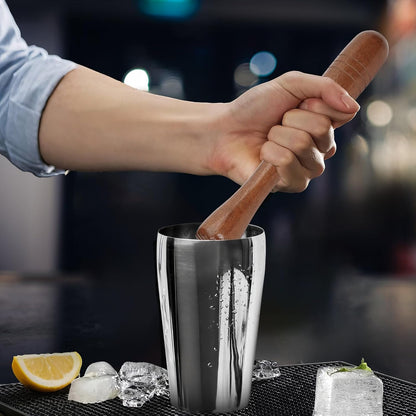 7.6" Brown Wooden Muddler for Cocktails – Durable Wood Ice Crusher – Stylish Wooden Mojito Muddler Bar Tool – Handy Cocktail Muddler- Perfect Masher Kitchen Tool for Garlic Avocado Herbs and Fruits