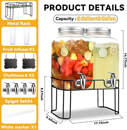 1 Gallon Glass Drink Dispensers For Parties，Lemonade Beverage Dispenser With Stand And Spigot For BBQ, Picnic, Party,Laundry Detergent Dispenser