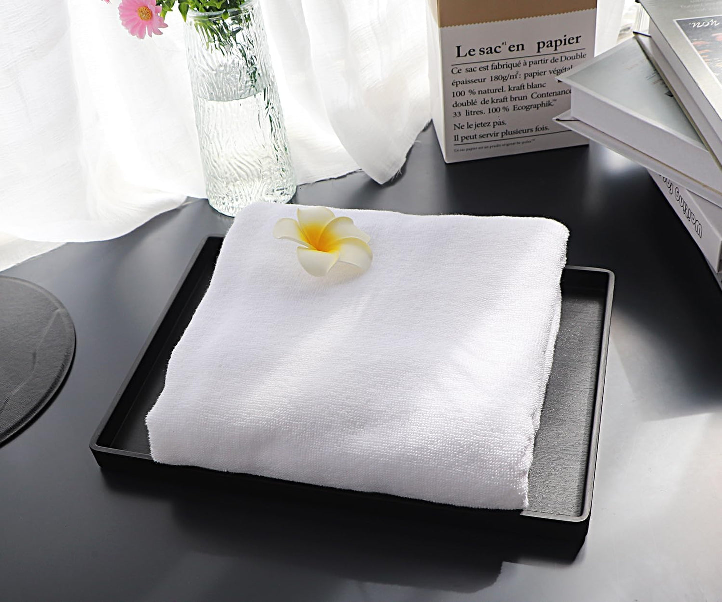 White Serving Tray (13.5 x 9.6 inch) for Serving Accessory, Elegant & Stackable Plastic Tray for Spa, Coffee, Drinks, Tea, Bar, Party, Seasoning, Perfume and Display Use.