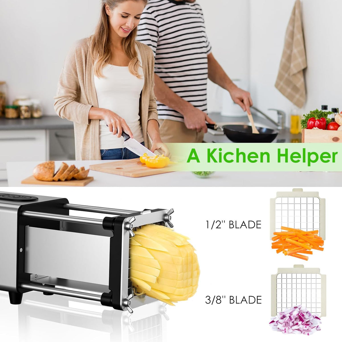 YOTAN Electric French Fry Cutter, French Fry Cutter Stainless Steel