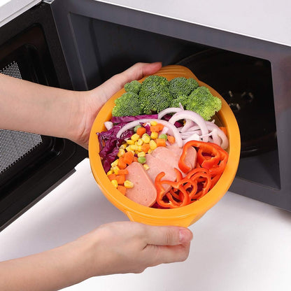 Silicone Microwave Steamer Collapsible Cooker for Vegetables Fish Prep Meal