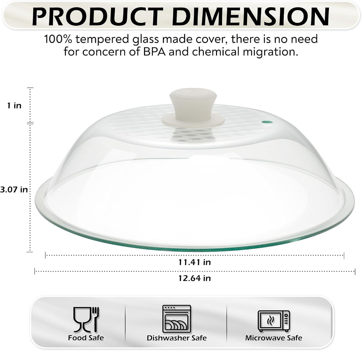 OEC Lighter Weight Tempered Glass Microwave Splatter Cover - 11.5 inch