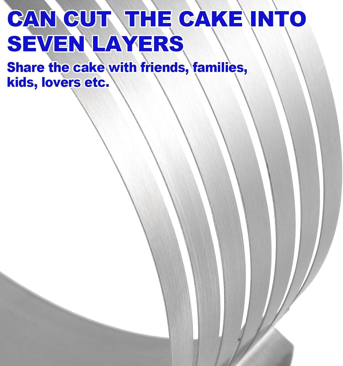 2 Pack Cake Slicer, Stainless Steel Cake Cutter Leveler 7-Layer 6-8 inch and 9-12 inch Adjustable Cake Ring Molds for Baking, Cutting and Slicing Cakes - Silver