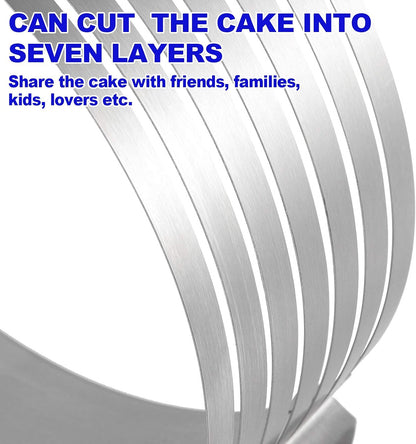 2 Pack Cake Slicer, Stainless Steel Cake Cutter Leveler 7-Layer 6-8 inch and 9-12 inch Adjustable Cake Ring Molds for Baking, Cutting and Slicing Cakes - Silver