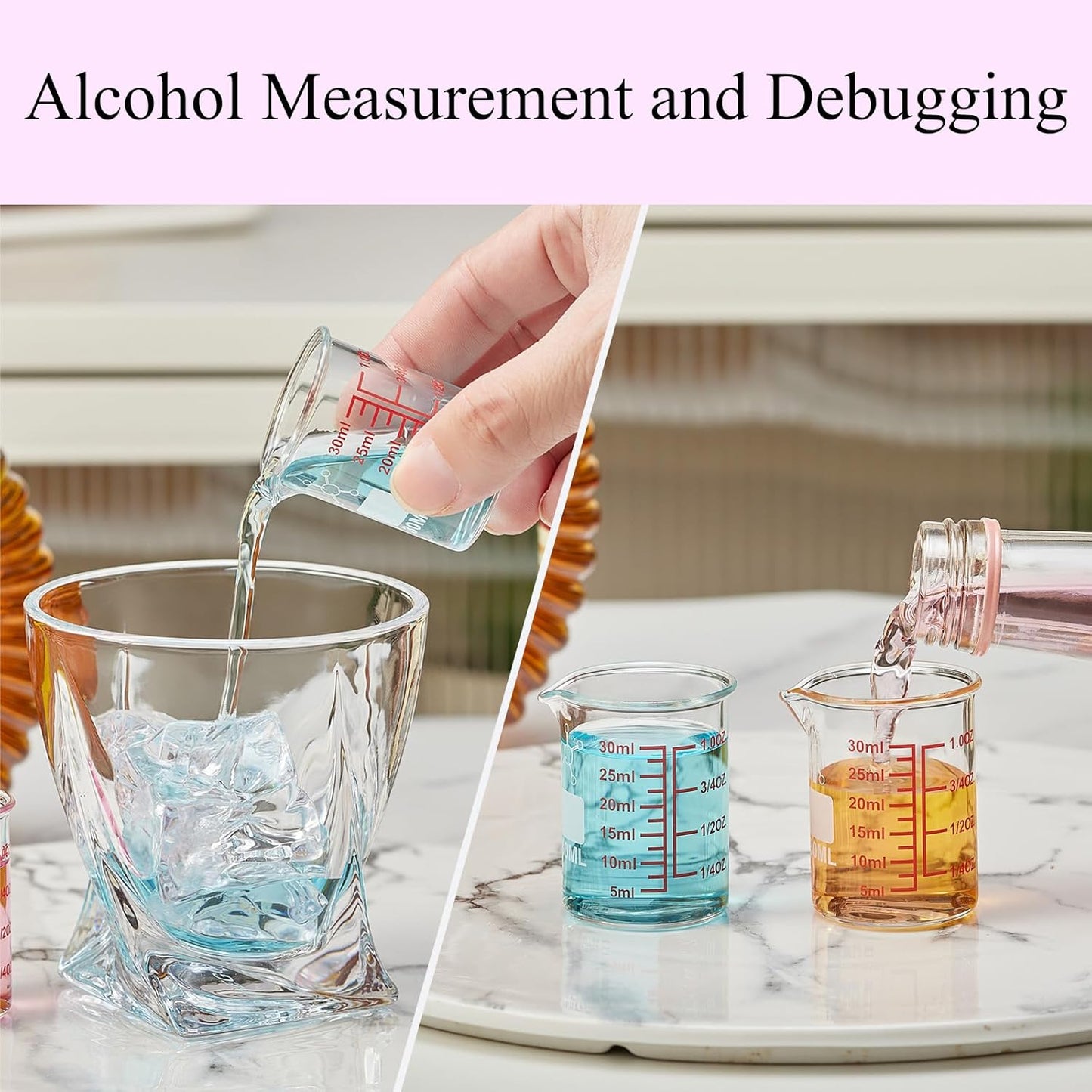 Ackers Mini Glass Measuring Beaker Set, Borosilicate, 2oz 4oz 8oz Measuring Cups