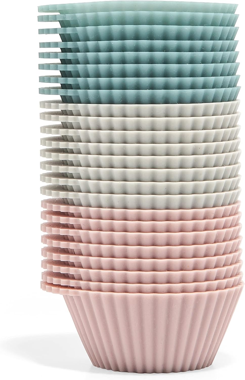 The Silicone Kitchen Reusable Silicone Bento Baking Cups, Non-Toxic, BPA Free, Dishwasher Safe Bento Box Accessories Lunch Box Dividers, Square and Rectangle, 24 Pack, Pink, Blue, Gray