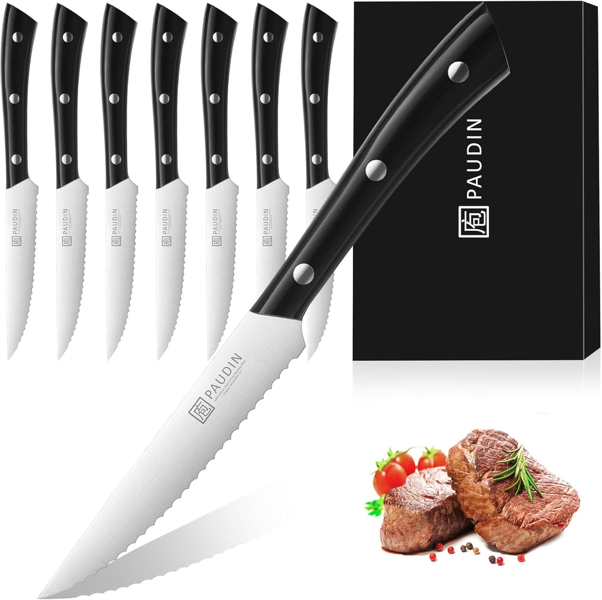 PAUDIN Cheese Knife, 5” Serrated Knife for Block Cheese,Sharp Tomato Knives
