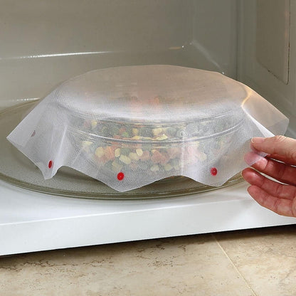 Microwave Spatter Screen, Reusable, Non-Stick Mesh, Folds Flat, 13 Inch Splatter Guard, BPA Free, Tested Food Contact Safe, Made in the USA. Red Beads