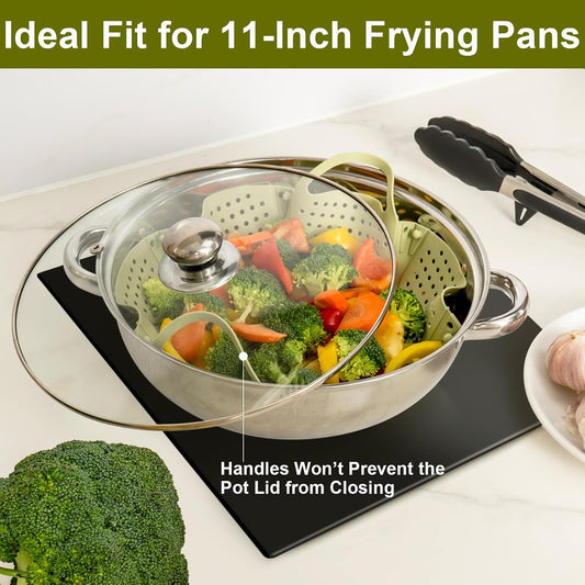 Large Collapsible Silicone Steamer Basket, Expandable for Pot,Non Slip Feet