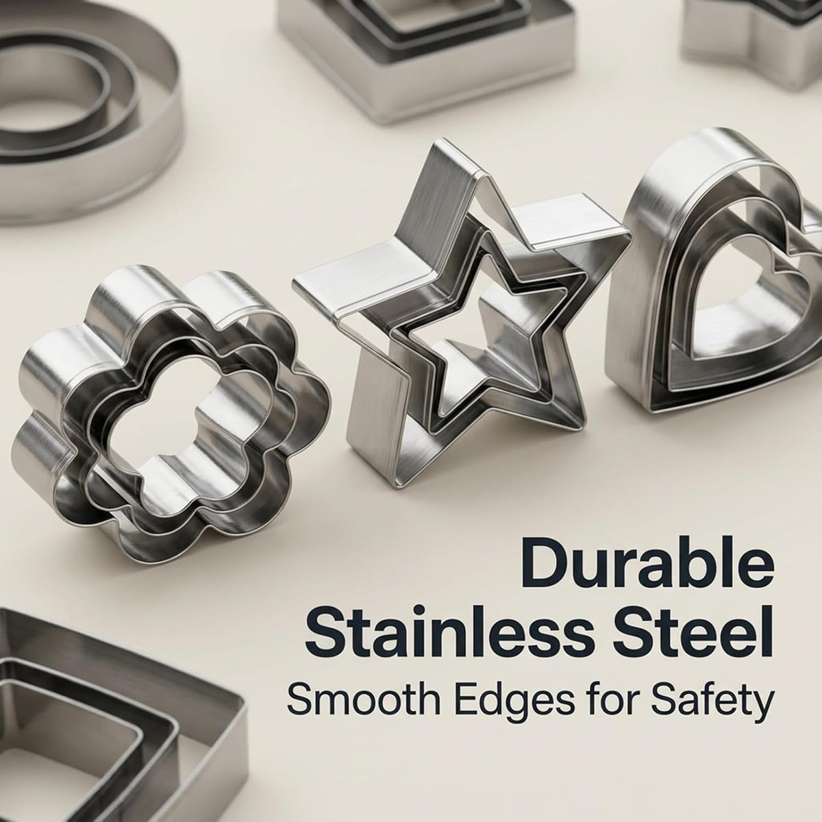 Stainless Steel Cookie Cutters Set, 18 Pcs Assorted Shapes