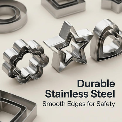 Stainless Steel Cookie Cutters Set, 18 Pcs Assorted Shapes