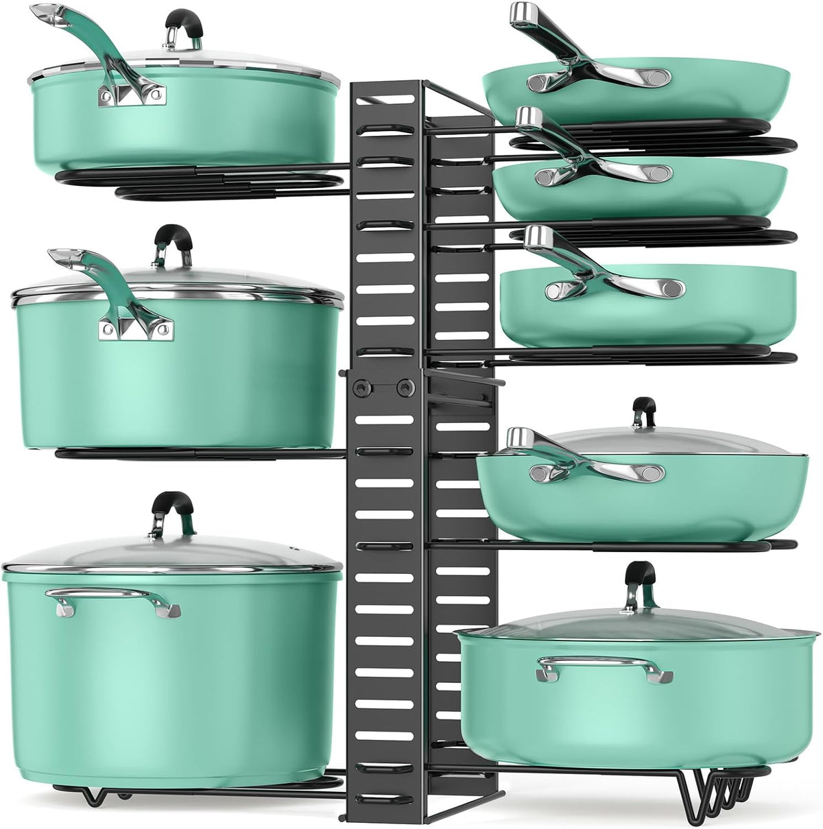 ORDORA Pots and Pans Organizer Under Cabinet 16.6", 8-Tier Adjustable Rack