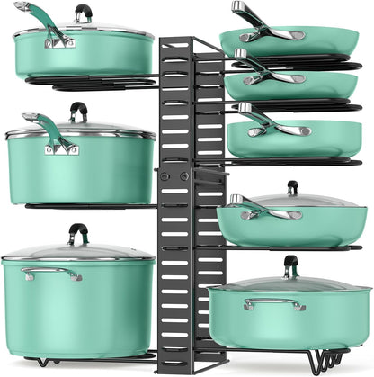 ORDORA Pots and Pans Organizer Under Cabinet 16.6", 8-Tier Adjustable Rack