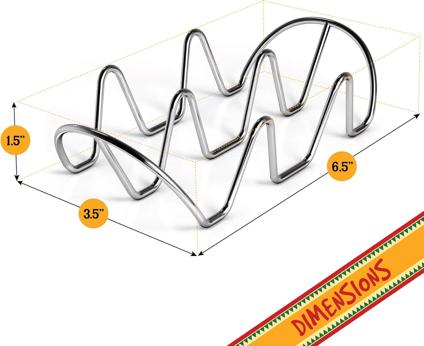 WIDBI Premium Taco Holders - 4 Pack Stainless Steel Taco Stands Holds 12 Standard Tacos (3 Each) - Fits Most Plates & Air Fryers - Dishwasher & Oven Safe – For Soft & Hard Shell Tacos