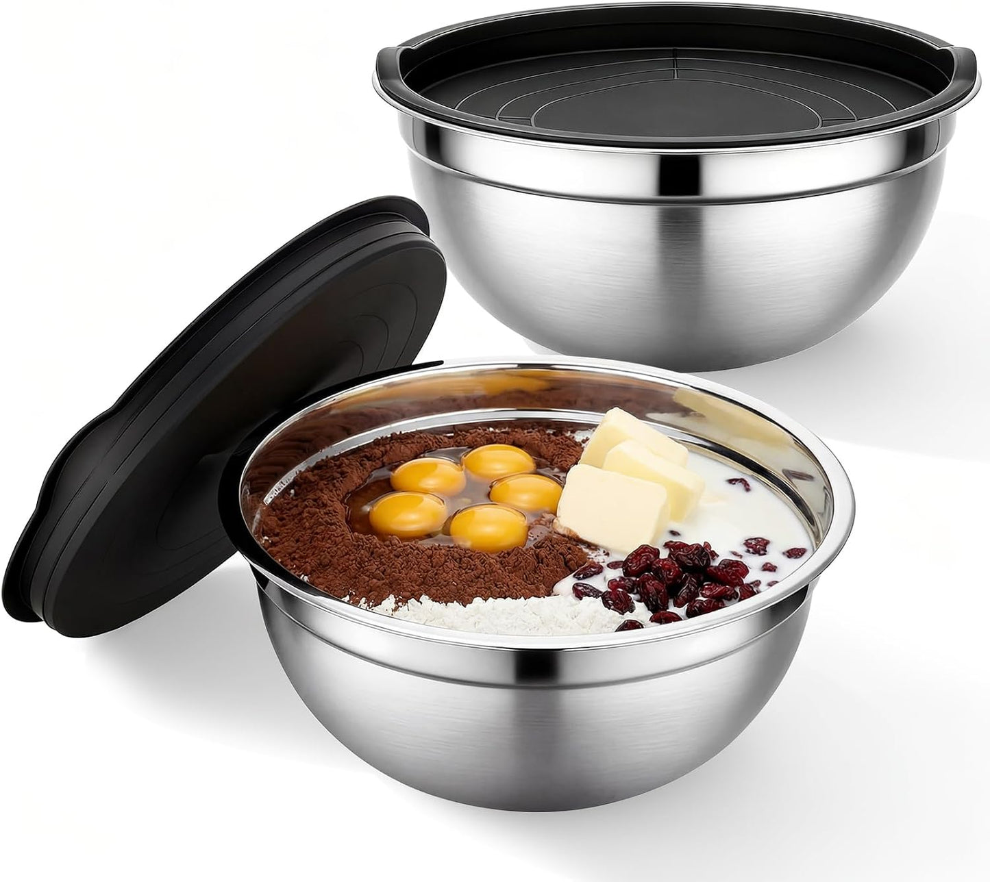 Beasea Stainless Steel Mixing Bowls, 5 Pack 1.5 QT Stackable Nesting Mixing Bowls with Airtight Lids, Metal Bowl with Lid for Baking, Meal Prepping, Salad, Serving, Food Storing
