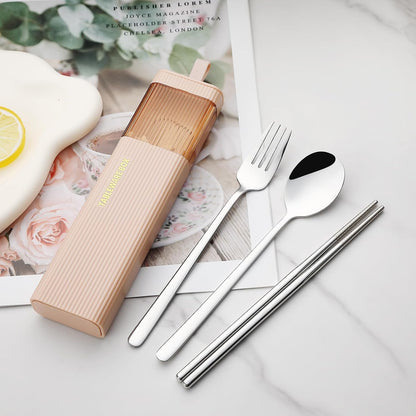 DEVICO Travel Utensils with Case, 18/8 Stainless Steel Reusable Silverware Set for Lunch Box, Portable Cutlery Set, Fork and Spoon Set for Camping, Lunch, Picnic, Workplace, School (Green)