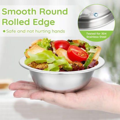 304(18/8) Stainless Steel Mixing Bowls for Kitchen, 4 Pack 6.3" 13.67 fl.oz Metal Mixing Bowls Set Stackable for Baking Serving Cooking Food Prep Storage Dishwasher Safe Lightweight
