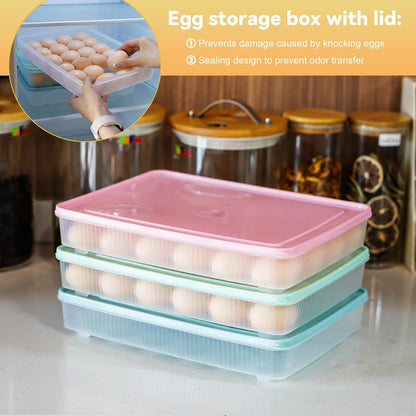 3 Pack Deviled Egg Containers with Lid and 8 Pcs Deviled Egg Injector Piping Tool, Egg Organizer for Refrigerator, Fridge Stackable Countertop Portable Egg Platter (pink,blue,green)