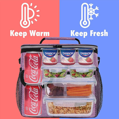 opux Insulated Lunch Bag for Men Women, Leakproof Black Lunch Box for Work, Portable Soft Lunch Cooler Bag with Shoulder Strap, Adult Lunchbox Lunch Pail for Kid Boy Girl School, 14 Can/8L