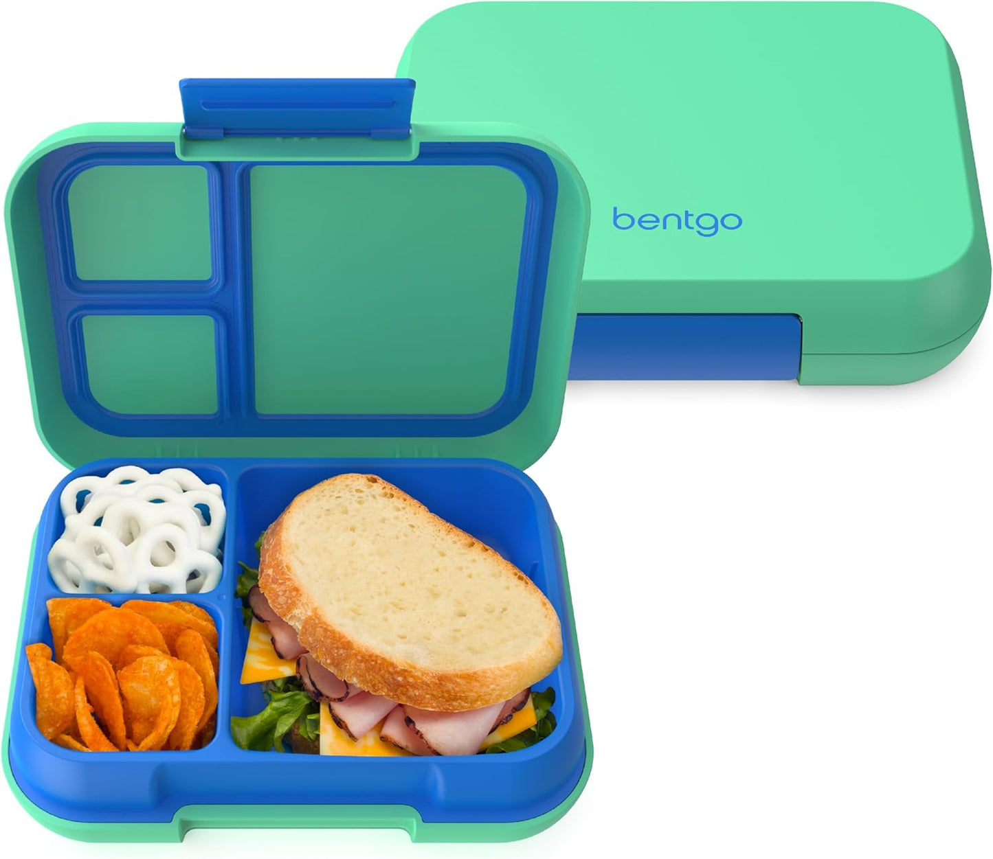 Bentgo Pop - Leak-Proof Lunch Box & Removable Divider for Ages 8+ & Teens - Lunch Container Holds 5 Cups of Food; 3-4 Compartments; Microwave/Dishwasher Safe; 2 Year Warranty (Flame Red/Turquoise)