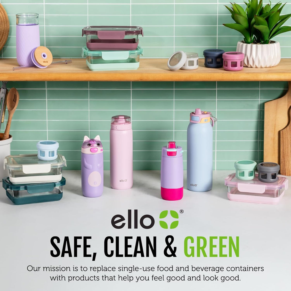 Ello Duraglass 3.4 Cup Meal Prep 10Pc,Set,Glass Food Storage Container with Silicone Sleeve and Airtight BPA-Free Plastic Lids,Dishwasher,Microwave & Freezer Safe,Evening Orchard,5 Count (Pack of 2)