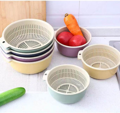 Colander for Kitchen, 2 in 1 Double Layer Strainer and Washing Basket Bowl Set, BPA-Free Plastic Dishwasher Safe for Fruits Vegetables Pasta and Salad