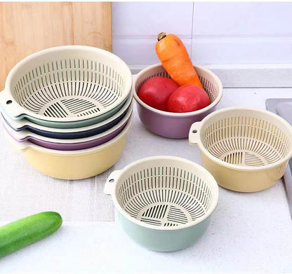 2 in 1 Small Colander Bowl Set, Detachable Strainer and Serving Bowl Kitchen Fruit Vegetable Washing Drainer for Home Meal Prep and Salad Making (7.09x2.56inch)