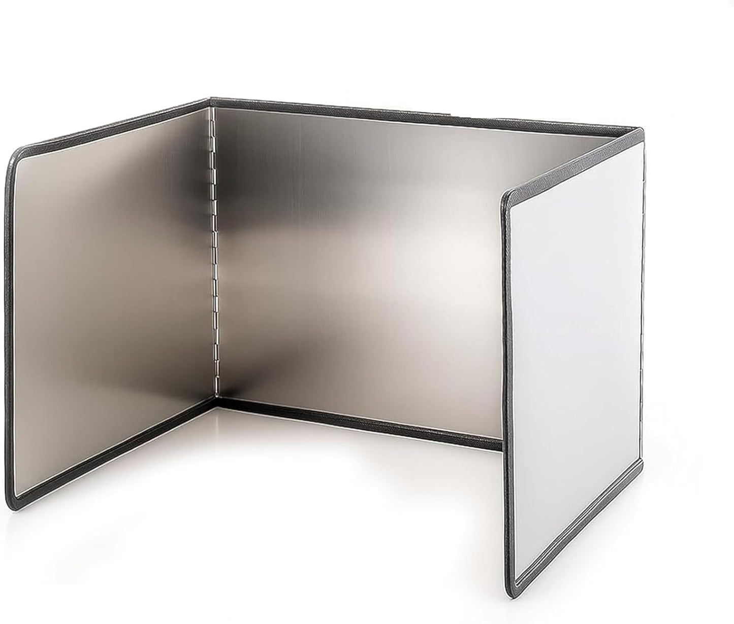 3-Sided Splatter Guard - Stainless Steel Foldable Grease Splatter Screen for Frying Pan, Nonstick & Heat Resistant Stove Top Shield, Stops Oil Splashes for Safer Cooking