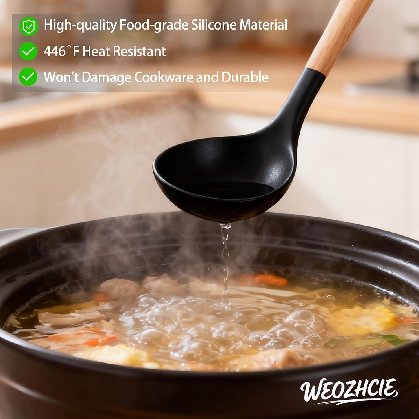 Silicone Cooking Utensil Set,12 PCS Cooking Cookware Kitchen Utensils Set for Cooking, Nonstick 446°F Heat-Resistant Cookware Kitchen Tools of Spoon,Brush,Whisk,Spatula,Turner Tongs (Khaki)