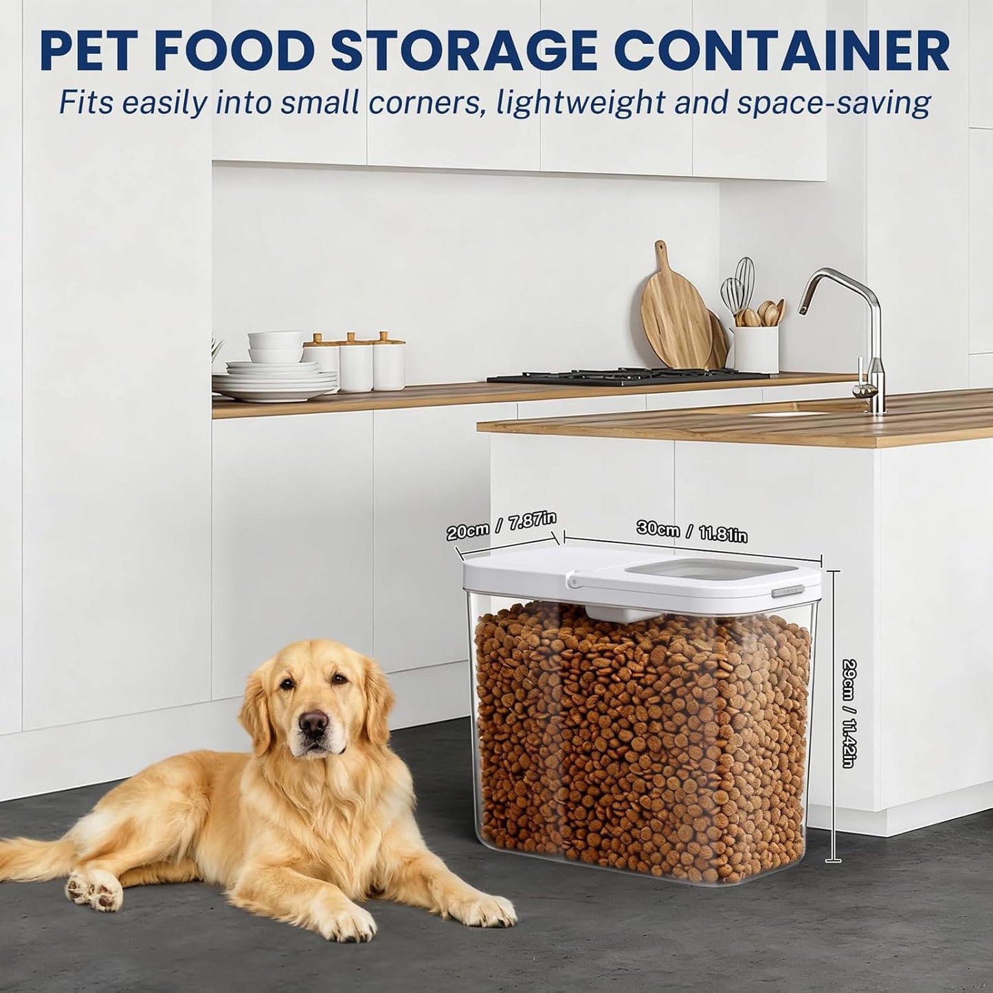 LEAWALK 10Lbs/10.57Qt Airtight Dog Cat Food Storage Container and Dog Treat Containers BPA-Free, PET Clear Stackable Pet Storage Bin, Pop Top, 1-Cup Scoop for Pet Food/Rice/Flour/Bread/Grains