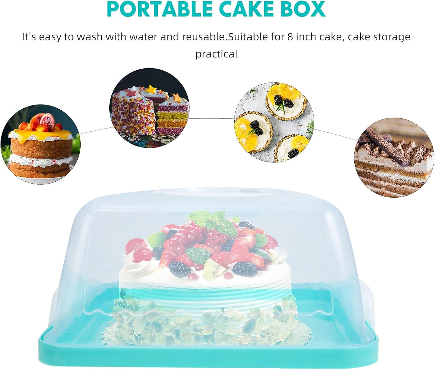 Transparent Cake Carrier with Handle Plastic Cake Box with Lid for Transport for Birthdays and Bakeries Convenient Food Storage