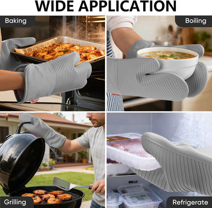 Yutat Silicone Oven Mitts - Oven Mitts and Pot Holders Sets Made of Non-Slip & BPA-Free Silicone, High Heat Resistant 500 Degrees, Perfect for Kitchen Cooking Baking BBQ, Peak Green