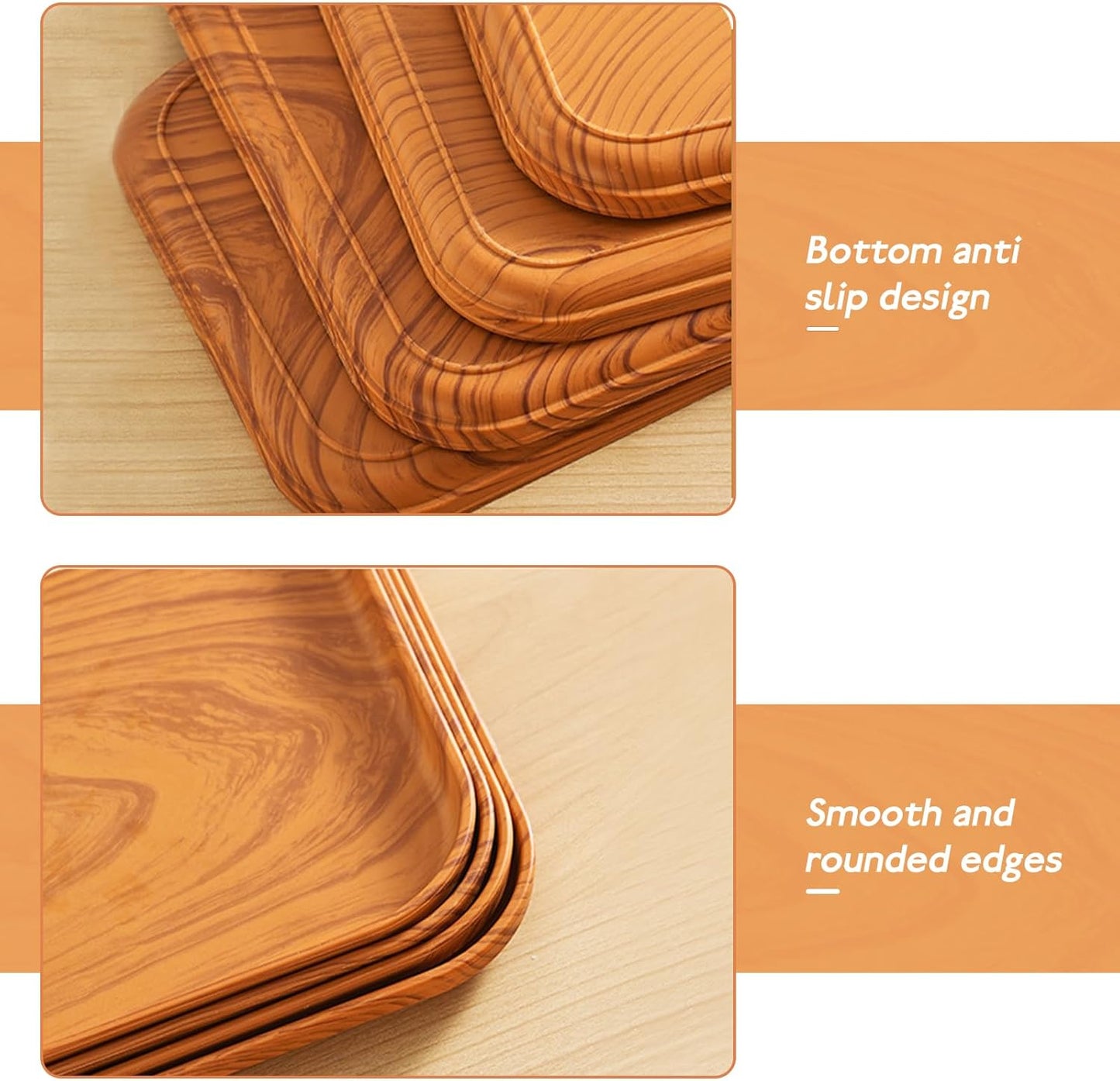 4 Pack Multicolo Plastic Serving Trays for Party Serving Food - Rectangular, 8.66 by 12 in, Heavy Duty Dessert Trays for Food Erving Platters for Party Tray Decor Veggie,Snack