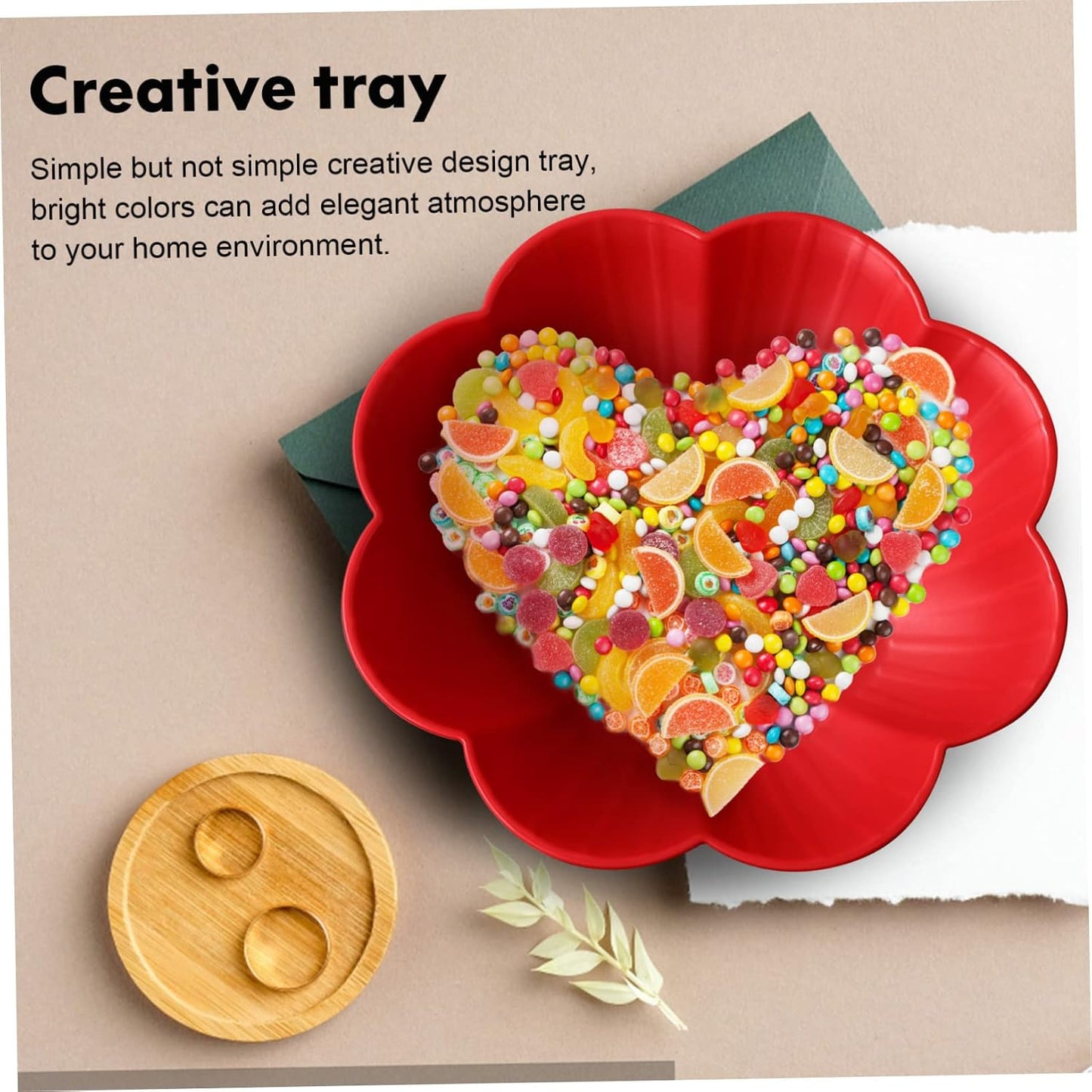 ABOOFAN 2 Pack Chinese Style Wedding Snack Trays 8.66 Inch Flower Shaped Candy Dishes Fruit Plates for Party and Home Decoration