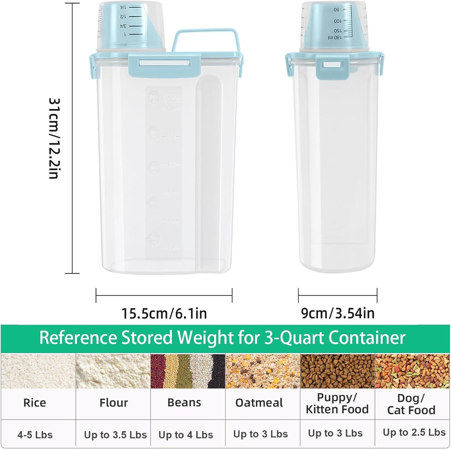 TBMax Rice Container 10 Lbs, Cereal Container Oatmeal Storage, Airtight Food Dispenser with Easy-pouring Spout & Handy Cup for Flour Grain Beans, Pet Dog Cat Bird Food Storage Container