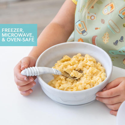 Bumkins Baby Bowl, Silicone Suction, for Babies, Toddlers and Kids, Baby Led Weaning, Feeding Essentials, Platinum Silicone, Non Skid Sticky Bottom, Supplies for Children Ages 6 Months Up, Gray