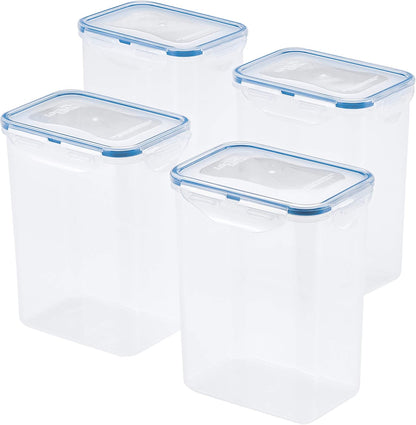Lock & Lock Easy Essentials Food Storage Bin Set for Pasta, Flour, Sugar/Airtight Container Lids/BPA-Free/Dishwasher Safe, 8 Piece - Clear