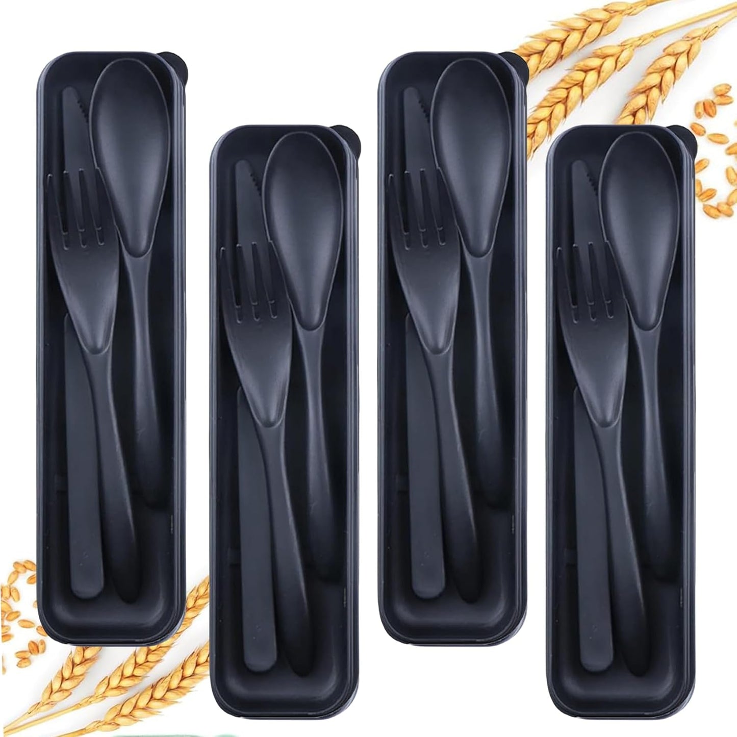 2Pack Reusable Travel Utensil Set, Plastic Fork Spoon Knife with Case, BPA-Free Portable Cutlery for Camping, Picnic & Office (Purple & Pink)