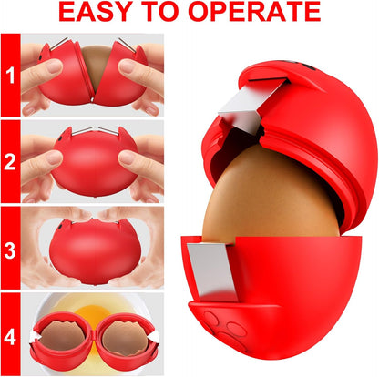 Egg Cracker, Silicone Egg Shell Opener, Cute Egg Shaped Design, Opens Eggs with Ease, A Little Happiness Boost for Your Kitchen.(Color: Red, 2-Pack)