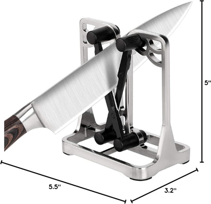Knife Sharpener Tool with Self-Adjusting, Stainless Steel Tungsten Carbide